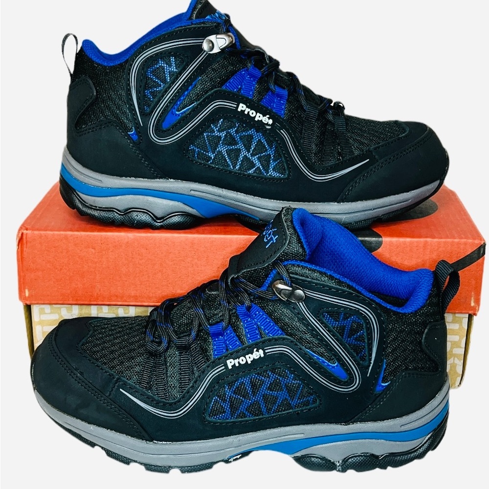 Propet WBA002M Peak Water Proof Lace up Hiking Bootie Black/Royal Blue Size 6M